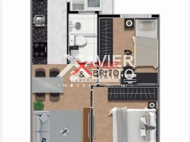 Apartamento 2 quartos e 1 banheiro, à venda, no bairro 1 em São Paulo