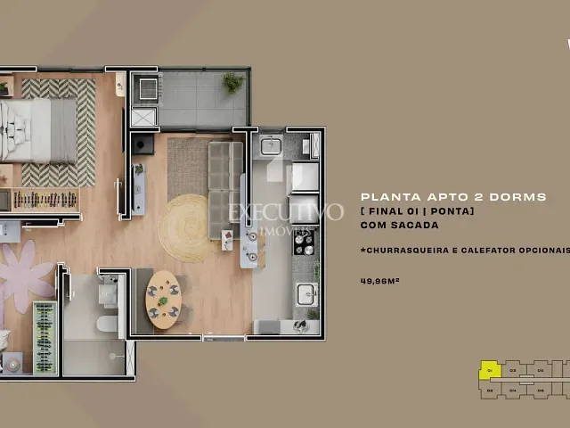 Apartamento 2 quartos e 1 banheiro, à venda, no bairro Moinhos em Lajeado
