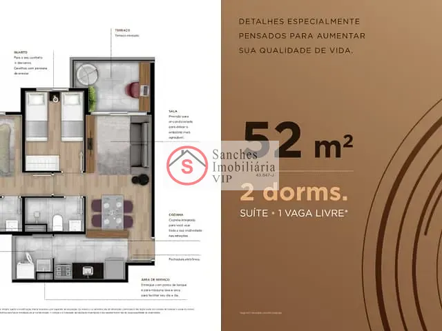 Apartamento com 52m² 2 quartos e 1 banheiro, à venda, no bairro Parque da Vila Prudente em São Paulo