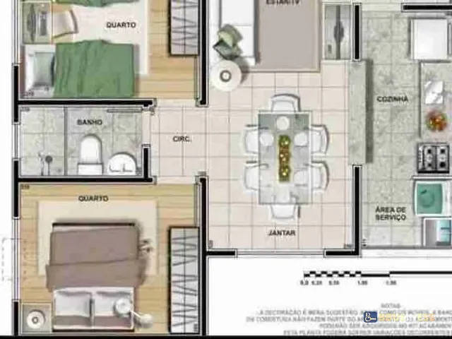 Apartamento com 45m² 2 quartos e 1 banheiro, à venda, no bairro Parque Jóquei Club em Campos dos Goytacazes