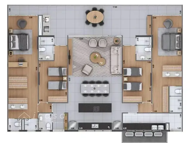Apartamento 3 quartos e 3 banheiros, à venda, no bairro Itaguá em Ubatuba