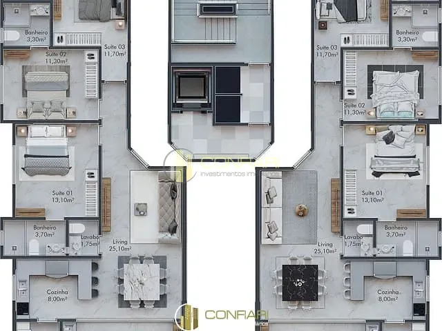 Apartamento com 182m² 3 quartos e 4 banheiros, à venda, no bairro Meia Praia em Itapema