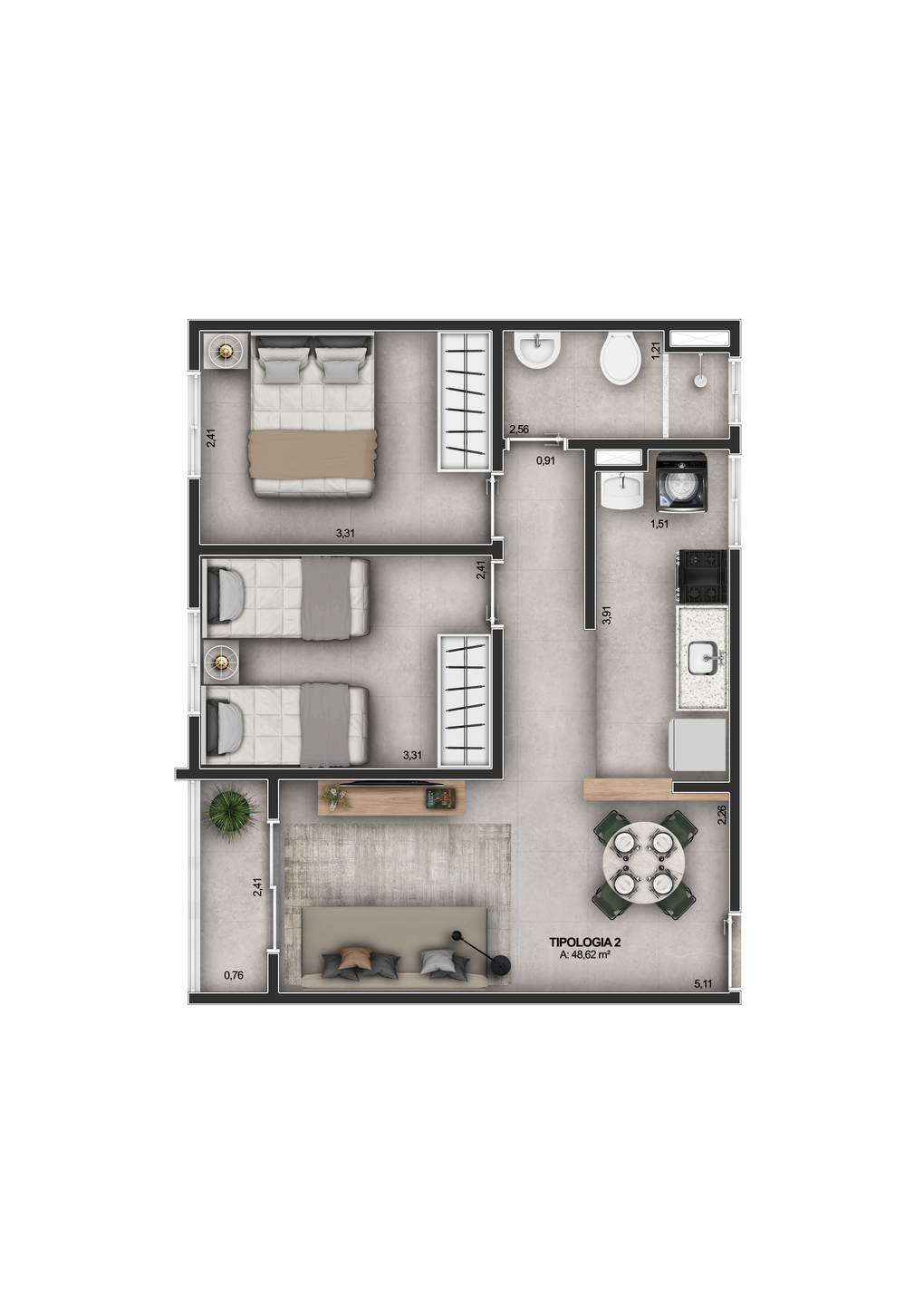 Apartamento, 2 quartos, 48 m² - Foto 8