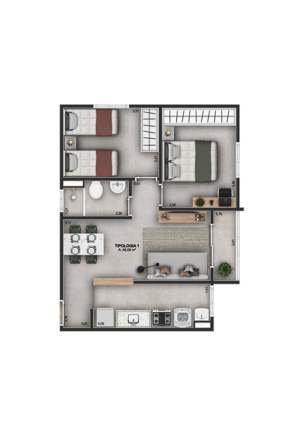 Apartamento, 2 quartos, 48 m² - Foto 7
