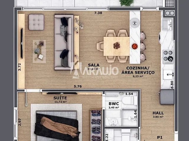 Apartamento 1 quarto e 1 banheiro, à venda, no bairro Centro em Itajaí