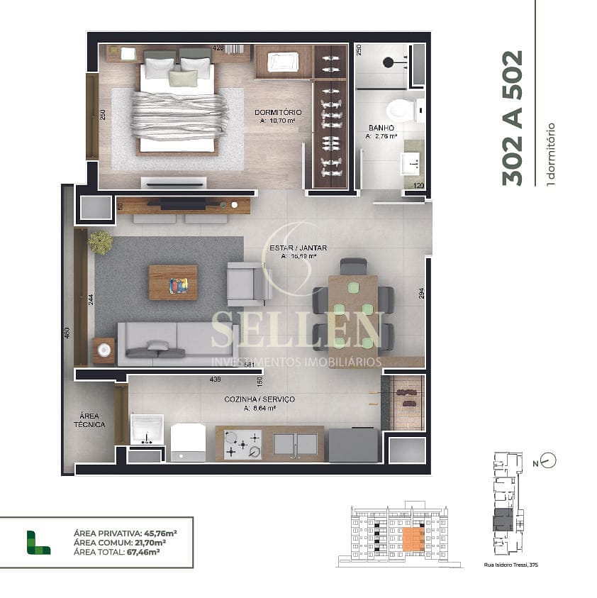 Apartamento, 1 quarto, 45 m² - Foto 12