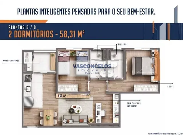 Apartamento 2 quartos e 2 banheiros, à venda, no bairro Jardim Ismênia em São José dos Campos