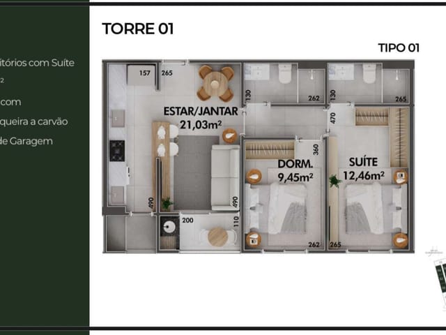 Apartamento 2 quartos e 2 banheiros, à venda, no bairro Cachoeira do Bom Jesus em Florianópolis