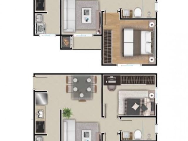Apartamento com 70m² 2 quartos e 1 banheiro, à venda, no bairro Chapada em Ponta Grossa