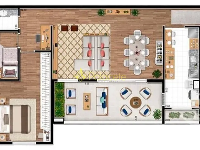 Apartamento com 108m² 2 quartos e 2 banheiros, à venda, no bairro Bosque Flamboyant em Taubaté