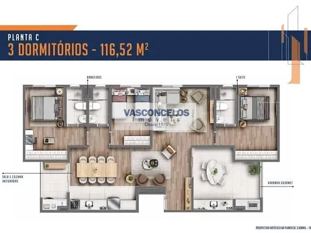 Apartamento 3 quartos e 3 banheiros, à venda, no bairro Jardim Ismênia em São José dos Campos