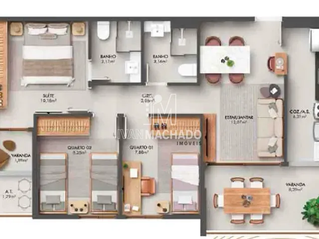 Apartamento 3 quartos e 2 banheiros, à venda, no bairro Jardim Camburi em Vitória