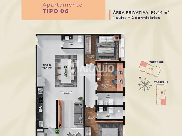 Apartamento 3 quartos e 2 banheiros, à venda, no bairro Fazenda em Itajaí