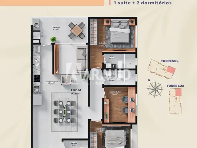 Apartamento 3 quartos e 2 banheiros, à venda, no bairro Fazenda em Itajaí
