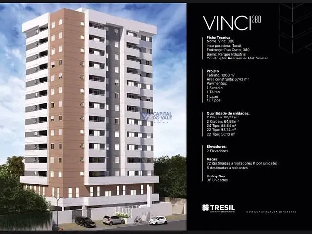 Apartamento 2 quartos e 2 banheiros, à venda, no bairro Parque Industrial em São José dos Campos