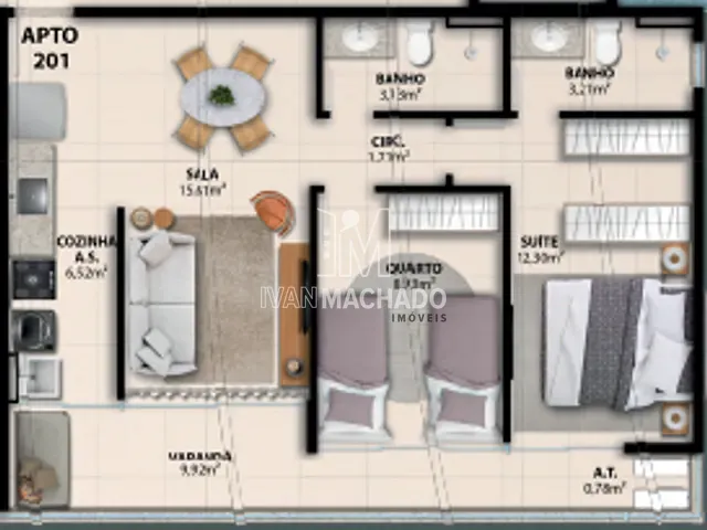 Apartamento com 29m² 1 quarto e 1 banheiro, à venda, no bairro Jardim Camburi em Vitória