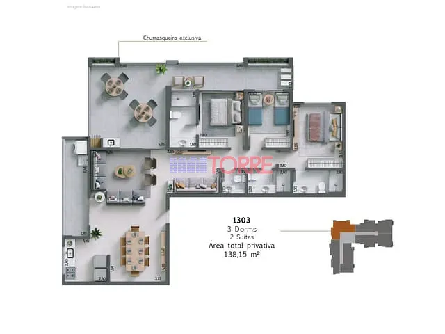Apartamento 3 quartos e 2 banheiros, à venda, no bairro Jardim Atlântico em Ilhéus