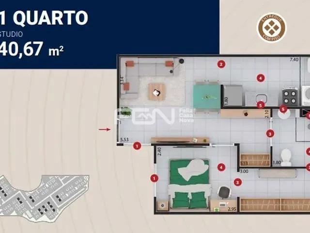 Apartamento 2 quartos e 1 banheiro, à venda, no bairro Cachoeirinha (Abrantes) em Camaçari