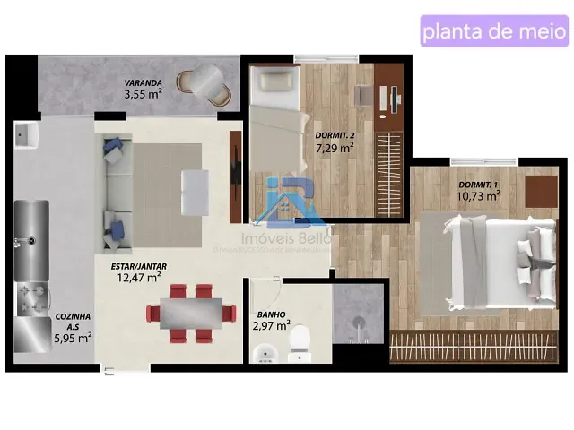 Apartamento 2 quartos e 1 banheiro, à venda, no bairro Jardim das Nações em Itatiba