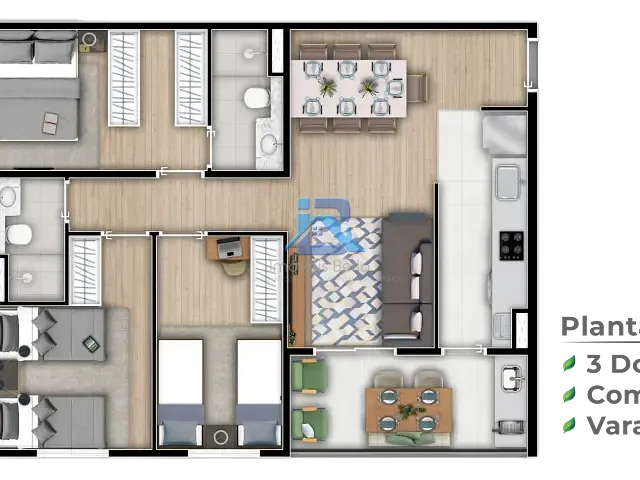 Apartamento 3 quartos e 2 banheiros, à venda, no bairro Jardim Nossa Senhora das Graças em Itatiba