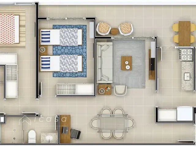 Apartamento com 82m² 2 quartos e 2 banheiros, à venda, no bairro Barranco em Taubaté
