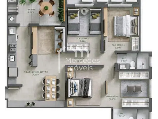 Apartamento 3 quartos e 2 banheiros, à venda, no bairro São Vicente em Itajaí