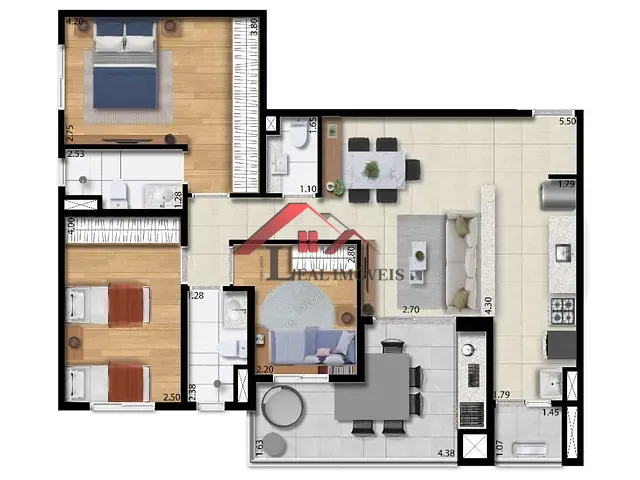 Apartamento com 90m² 3 quartos e 2 banheiros, à venda, no bairro Casa Branca em Santo André