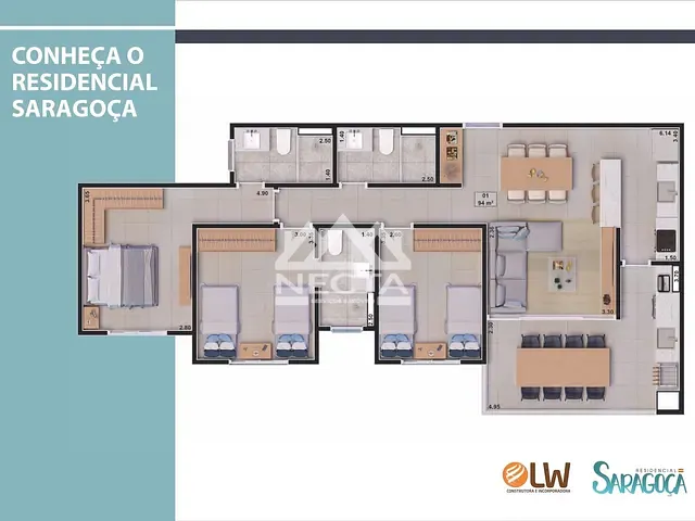 Apartamento com 1245m² 3 quartos e 2 banheiros, à venda, no bairro Sumaré em Caraguatatuba