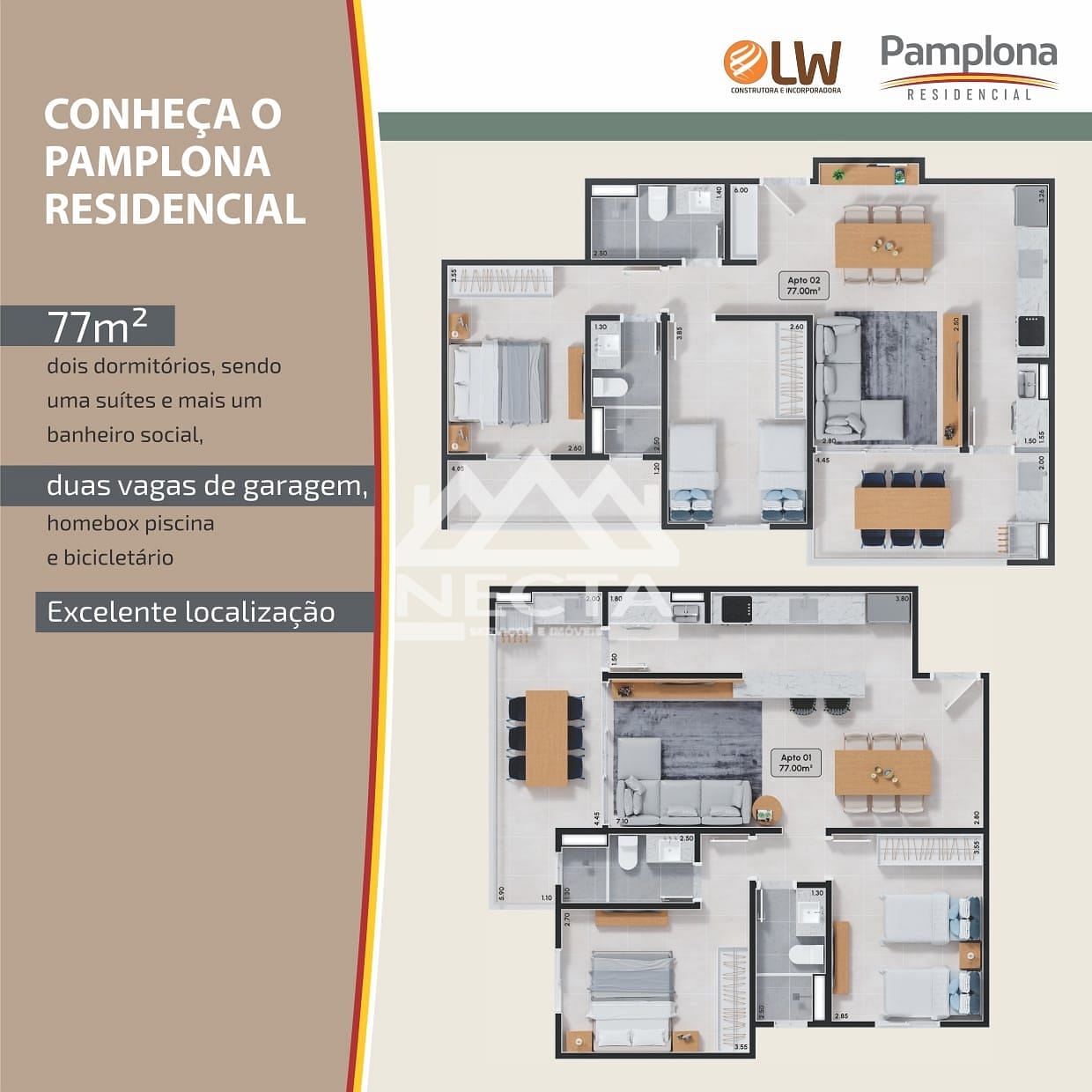 Apartamento, 2 quartos, 77 m² - Foto 2
