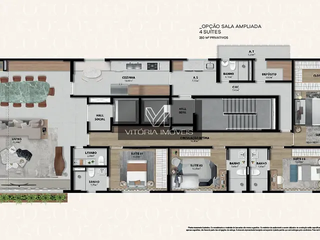 Apartamento 4 quartos e 5 banheiros, à venda, no bairro Barro Vermelho em Vitória