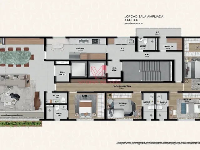 Apartamento 4 quartos e 5 banheiros, à venda, no bairro Barro Vermelho em Vitória