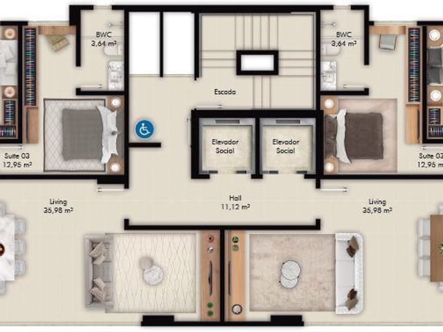 Apartamento com 135m² 3 quartos e 4 banheiros, à venda, no bairro Meia Praia em Itapema