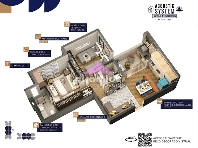 Apartamento com 56m² 2 quartos e 2 banheiros, à venda, no bairro Vila Industrial em São José dos Campos
