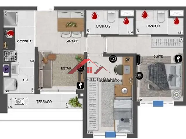 Apartamento com 59m² 2 quartos e 1 banheiro, à venda, no bairro Fundação em São Caetano do Sul