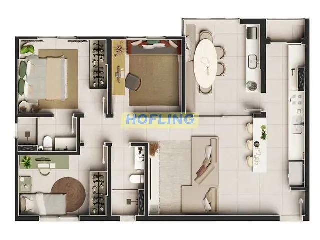 Apartamento 3 quartos e 2 banheiros, à venda, no bairro Centro em Rio Claro