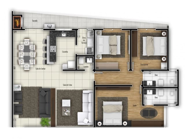 Apartamento com 211m² 3 quartos e 3 banheiros, à venda, no bairro Centro em Ponta Grossa