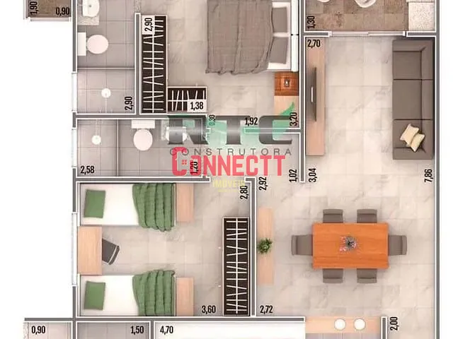 Apartamento 2 quartos e 2 banheiros, à venda, no bairro Vilamar em Praia Grande