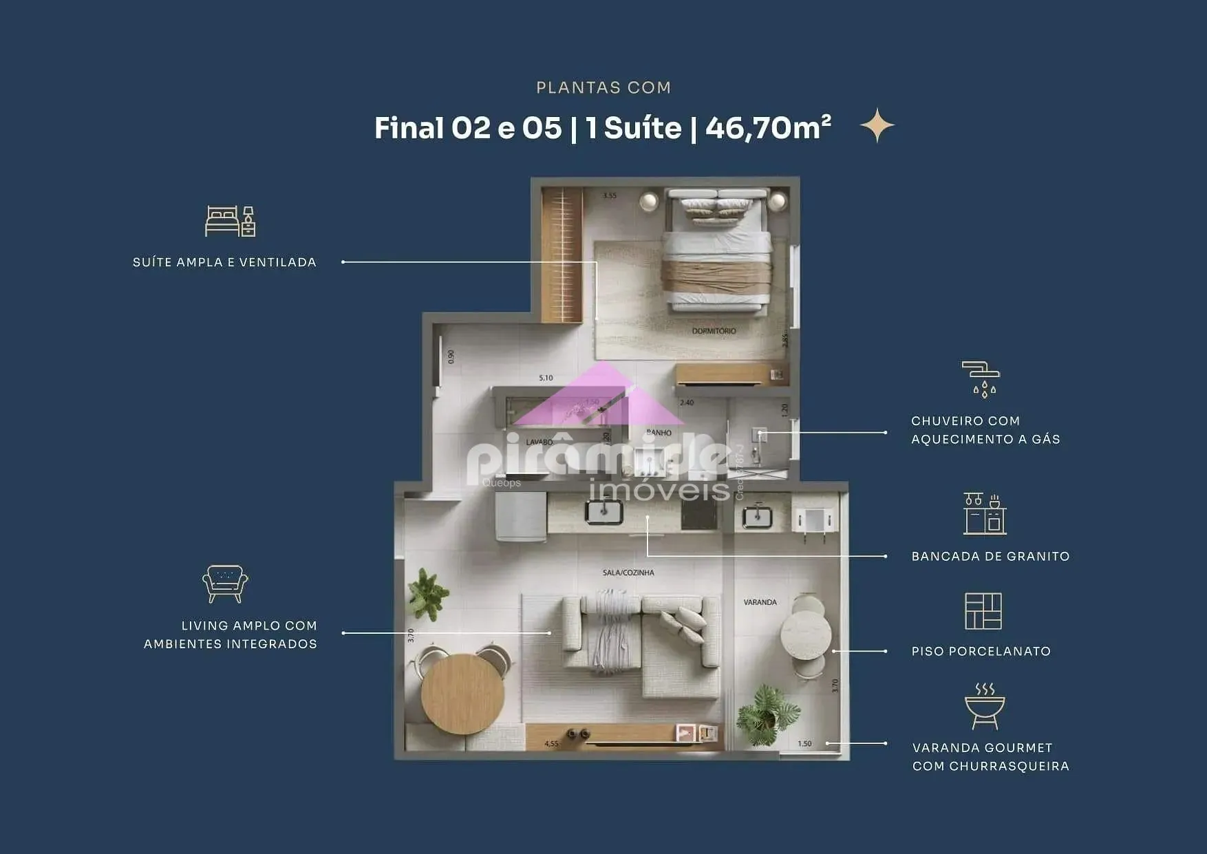 Apartamento, 1 quarto, 46 m² - Foto 9