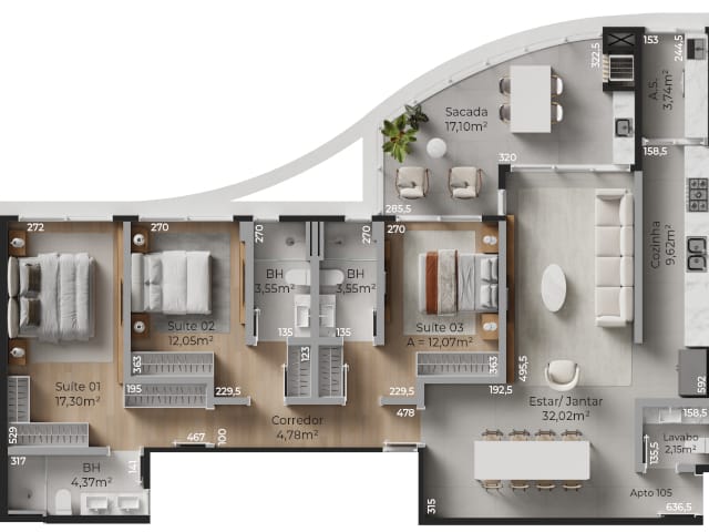 Apartamento com 140m² 3 quartos e 4 banheiros, à venda, no bairro Centro em Bombinhas