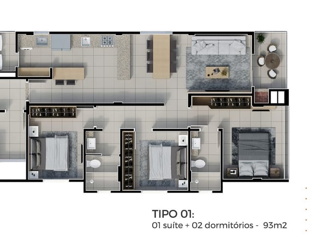 Apartamento com 93m² 2 quartos e 2 banheiros, à venda, no bairro São Francisco de Assis em Camboriú
