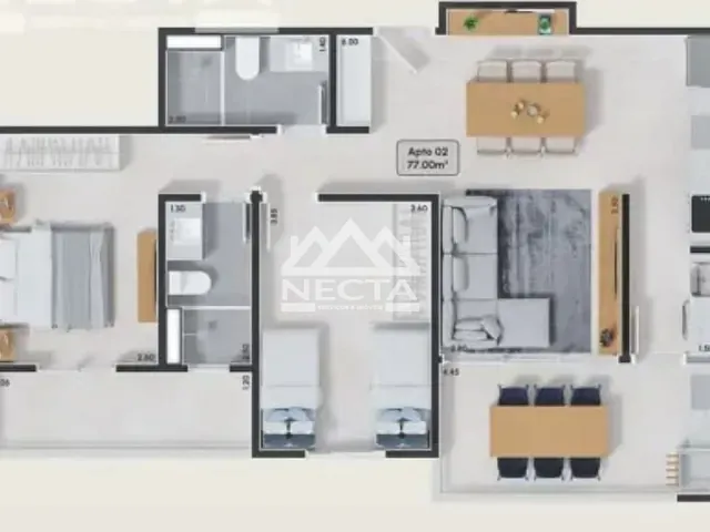 Apartamento com 77m² 2 quartos e 2 banheiros, à venda, no bairro Martim de Sá em Caraguatatuba