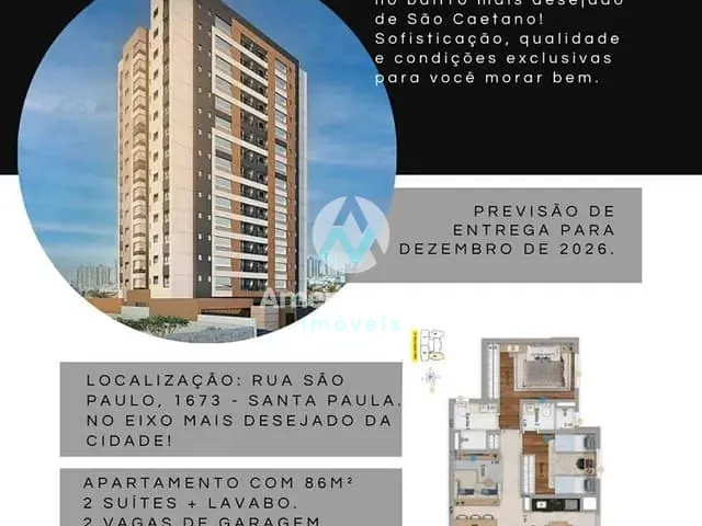 Apartamento 2 quartos e 1 banheiro, à venda, no bairro Santa Paula em São Caetano do Sul