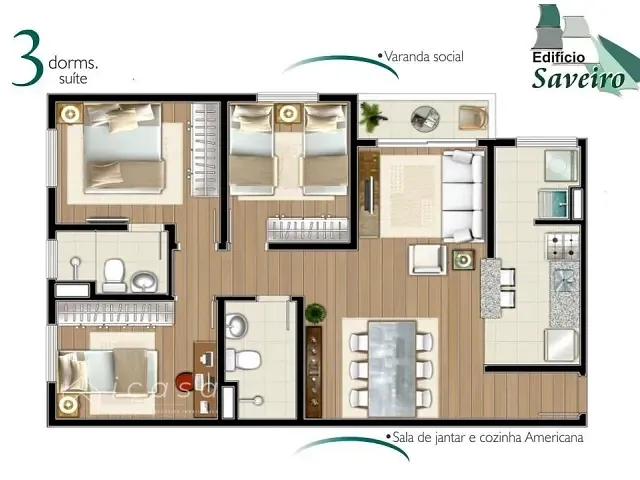 Apartamento 3 quartos e 1 banheiro, para alugar, no bairro Monte Castelo em São José dos Campos