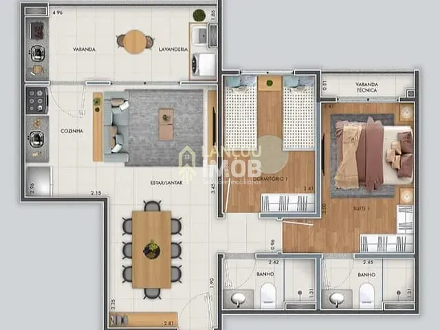 Apartamento 2 quartos e 2 banheiros, à venda, no bairro Recanto Quarto Centenário em Jundiaí