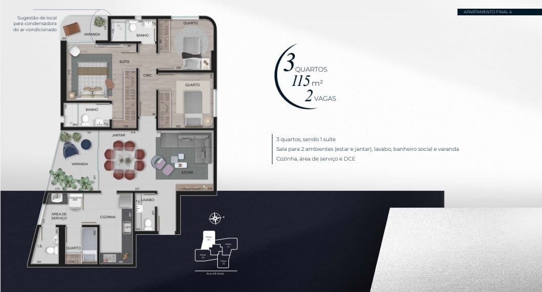 Apartamento três quartos a venda no Vale do Sereno, Nova Lima com duas vagas e varanda na suíte e na sala. Residencial com lazer completo miniatura 12