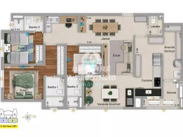 Apartamento 3 quartos e 1 banheiro, à venda, no bairro Santa Paula em São Caetano do Sul