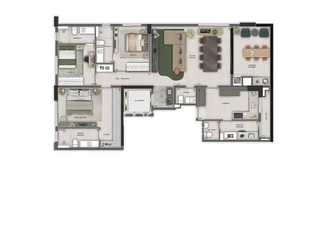 Apartamento 3 quartos e 4 banheiros, à venda, no bairro Setor Marista em Goiânia