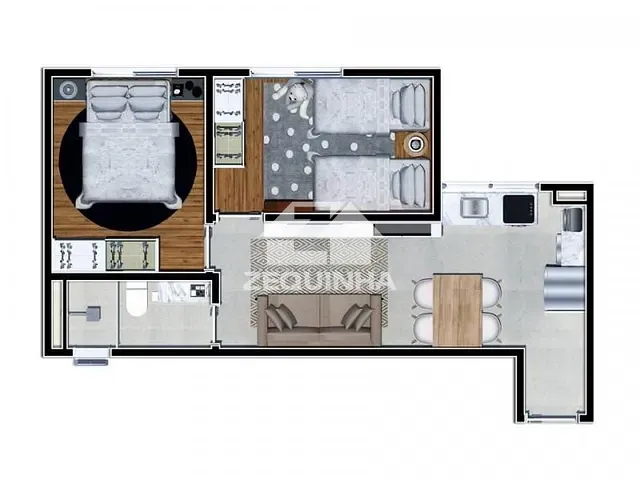 Apartamento com 37m² 2 quartos e 1 banheiro, à venda, no bairro Santa Maria em Osasco