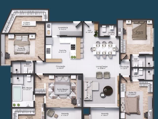 Apartamento 4 quartos e 5 banheiros, à venda, no bairro Centro em Balneário Camboriú