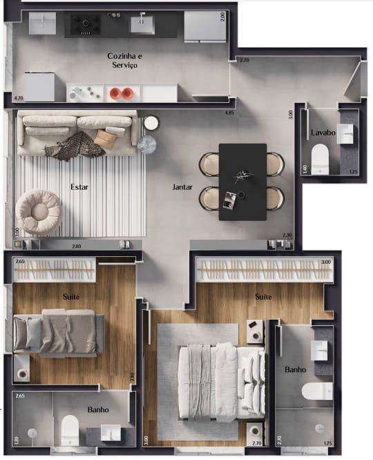 Apartamento dois quartos à venda no Lourdes, Belo Horizonte sendo duas suítes e duas vagas de garagem. Pagamento facilitado durante a obra miniatura 8